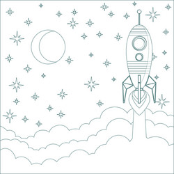 rocket moon in sky with space for text vector image