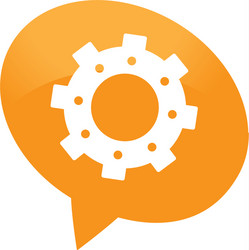 Speech bubble with gear machine isolated icon vector