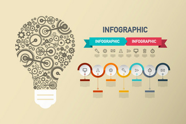 infographic layout with cogs inside bulb data vector