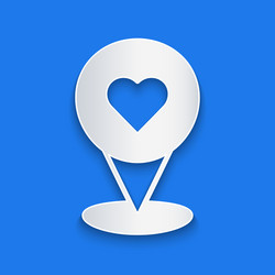 paper cut map pointer with heart icon isolated vector image