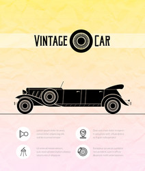 Retro limousine cabriolet car vintage outline vector