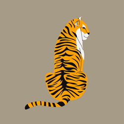 sitting tiger from back view Vector Image
