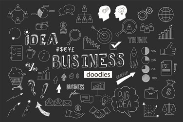 Unique collection of hand drawn business doodles vector