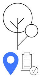 minimalist tree location pin and task checklist vector image