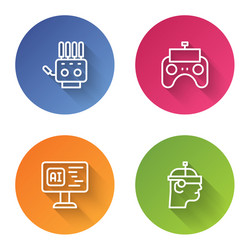 set line mechanical robot hand remote control vector image
