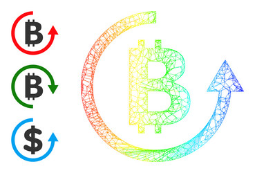 Spectral gradient net mesh bitcoin refund icon vector