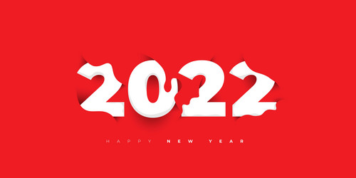 typography number of 2022 for year with red vector image