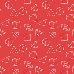 Mathematics figures red seamless pattern in line vector