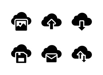 Simple set of cloud computing solid icons vector