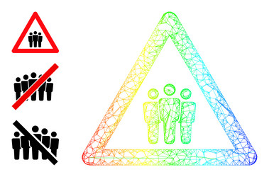 spectral gradient net mesh people warning icon vector image