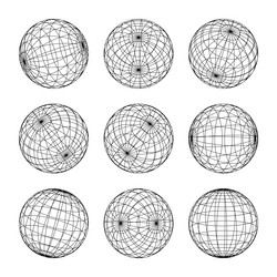 wireframe shapes lined sphere perspective mesh 3d vector image
