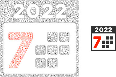 2022 year 7 days mesh wire frame model vector image