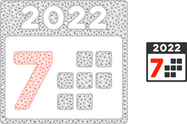 2022 year 7 days mesh wire frame model vector