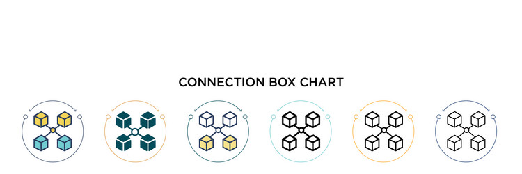 Connection box chart icon in filled thin line vector