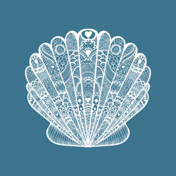 entangle stylized white sea shell hand drawn vector