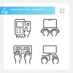 Hands with amusing gadgets pixel perfect rgb Vector Image