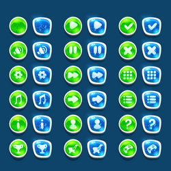 set with shiny green and blue interface buttons vector