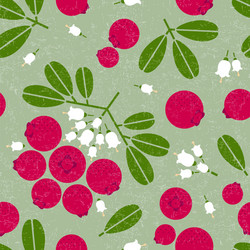 Cowberry seamless pattern leaves flowers shabby vector