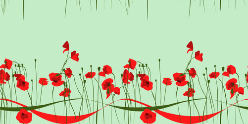 Horizontal seamless pattern with poppies vector