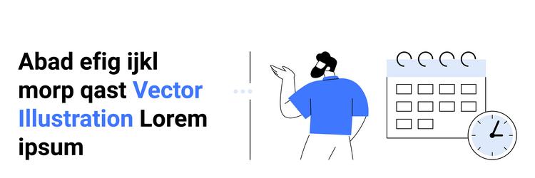man discussing scheduling near calendar and clock vector image