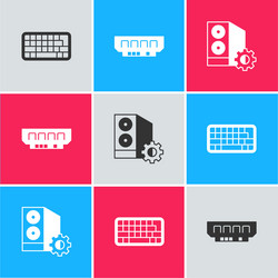 set keyboard ram random access memory and case vector image