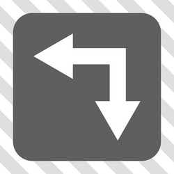 Bifurcation arrow left down rounded square button vector