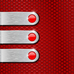 Blank metal plates on red perforated background vector