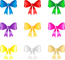 Bow ribbon colorful set Royalty Free Vector Image