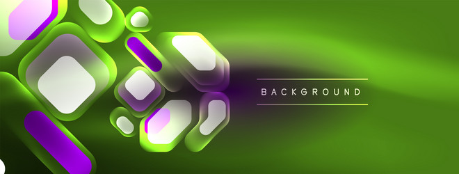 neon lines squares and round shapes abstract vector image