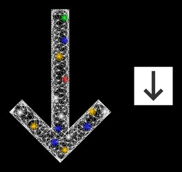 net web mesh down arrow icon with multi colored vector image