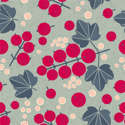 Ripe red currant seamless pattern leaves flowers s vector