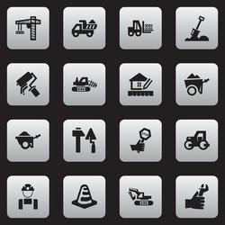 set of 16 editable structure icons includes vector image
