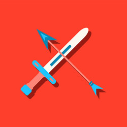 Flat icon design collection sword and arrow vector