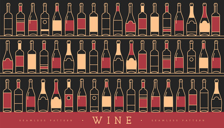 seamless pattern with various wine bottles vector image