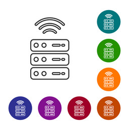 black line smart server data web hosting icon vector image