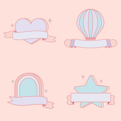 cute pastel emblems set vector