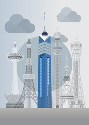 japan fukuoka tower vector