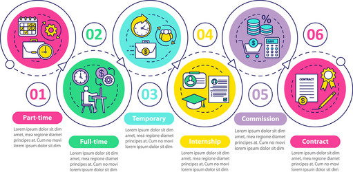 Jobs types infographic template part full time vector