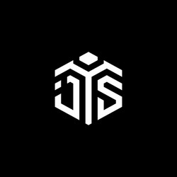 js monogram logo with abstract hexagon style vector