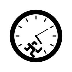 Man runs inside clock run away from time vector