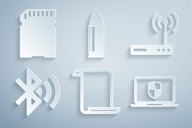 set paper scroll router and wi-fi bluetooth vector image