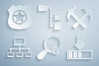 set search location two crossed hammers computer vector image