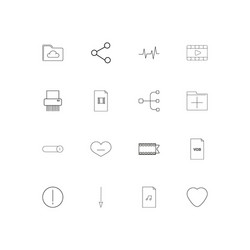 Files and folders sign linear thin icons set vector