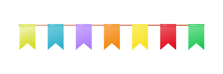 colored flags on a rope white background vector image