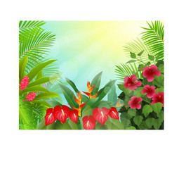 Tropical forest background Royalty Free Vector Image