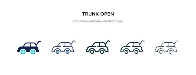 Trunk open icon in different style two colored vector