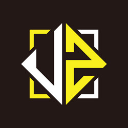 u z initials quadrangle monogram with square vector image