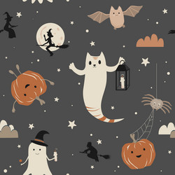 Funny hand drawn seamless pattern for halloween Vector Image