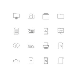 files and folders sign linear thin icons set vector image