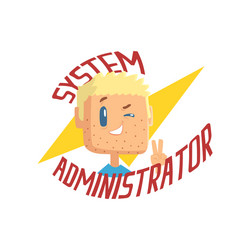 System administrator computer and technical vector